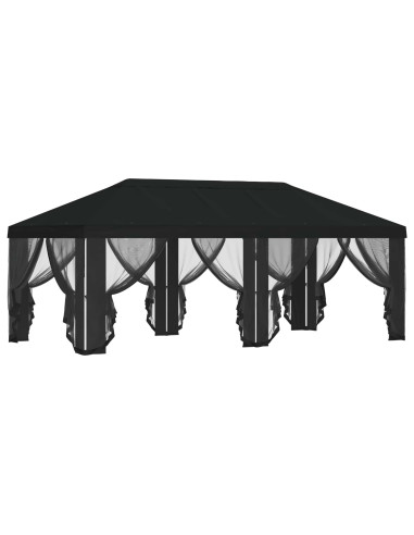 Copertura Gazebo con Pareti Laterali Nero 600,5 x 300,5 cm