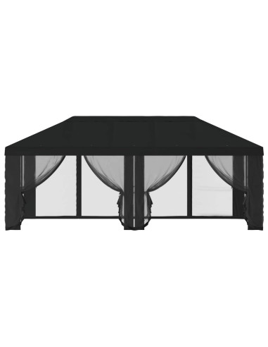 Copertura Gazebo con Pareti Laterali Nero 600,5 x 300,5 cm