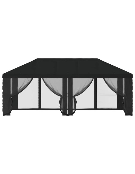 Copertura Gazebo con Pareti Laterali Nero 600,5 x 300,5 cm