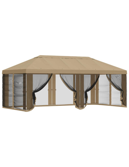 Copertura Gazebo con Pareti Laterali Beige 600,5 x 300,5 cm