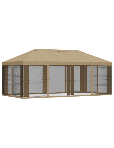 Copertura Gazebo con Pareti Laterali Beige 600,5 x 300,5 cm