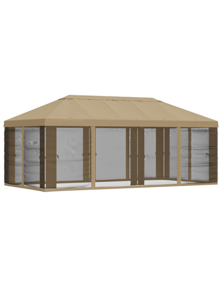 Copertura Gazebo con Pareti Laterali Beige 600,5 x 300,5 cm