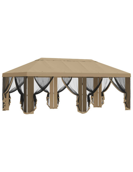 Copertura Gazebo con Pareti Laterali Beige 600,5 x 300,5 cm
