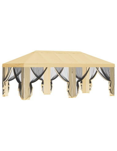Copertura Gazebo con Pareti Laterali Crema 600,5 x 300,5 cm
