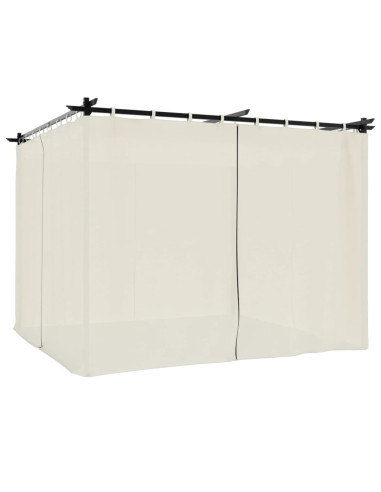 Gazebo con Tende Crema 3x3 m in Acciaio