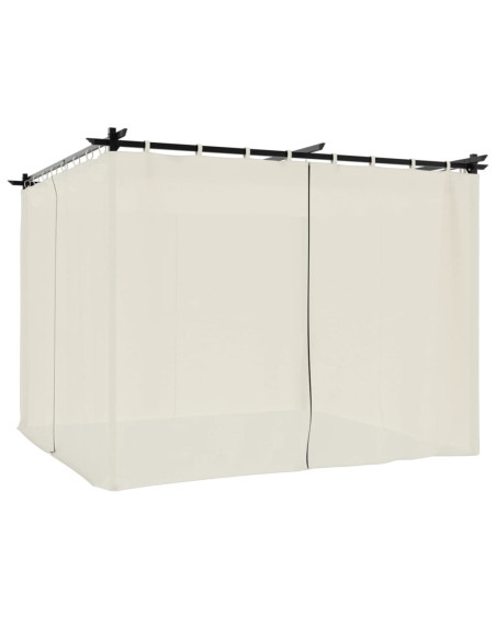 Gazebo con Tende Crema 3x3 m in Acciaio