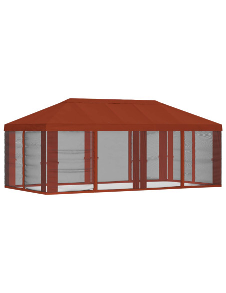 Copertura Gazebo con Pareti Laterali Terracotta Poliestere