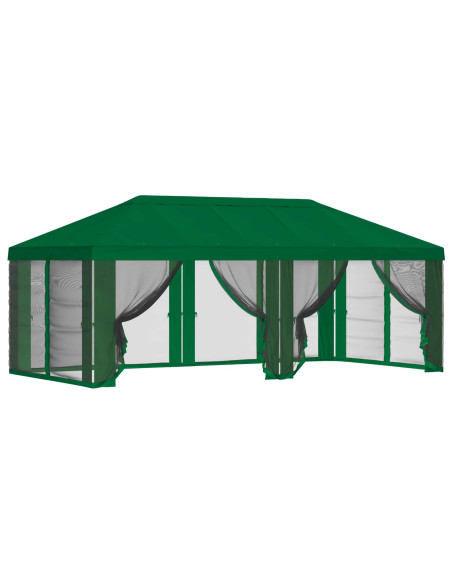 Copertura Gazebo con Pareti Laterali Verde 600,5 x 300,5 cm