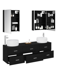 Set di mobili per il bagno 5 pcs Rovere Nero 2