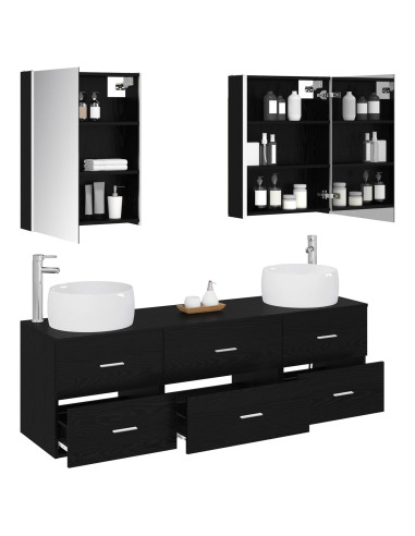 Set di mobili per il bagno 5 pcs Rovere Nero