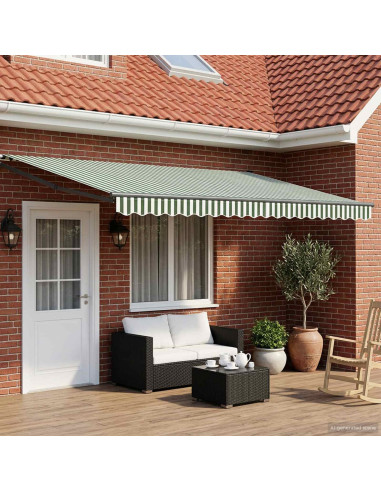Tenda da Sole Verde e Bianco 4 x 2 m Poliestere e Metallo