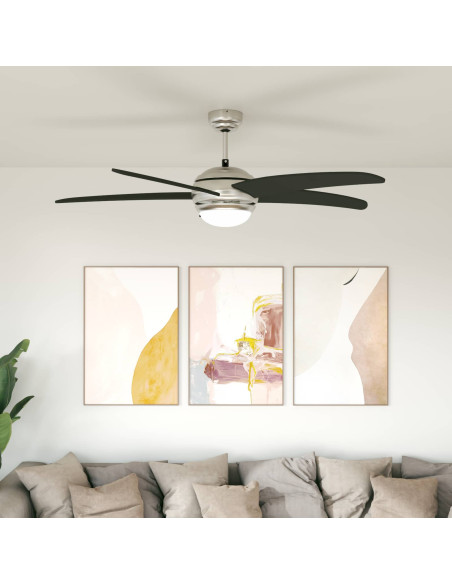 Ventilatore da soffitto con luce e telecomando Ø 130 cm Nero