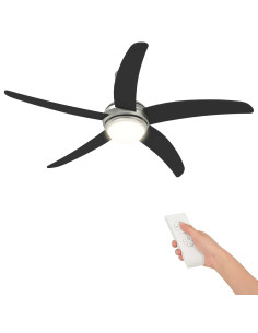 Ventilatore da soffitto con luce e telecomando Ø 130 cm Nero 2